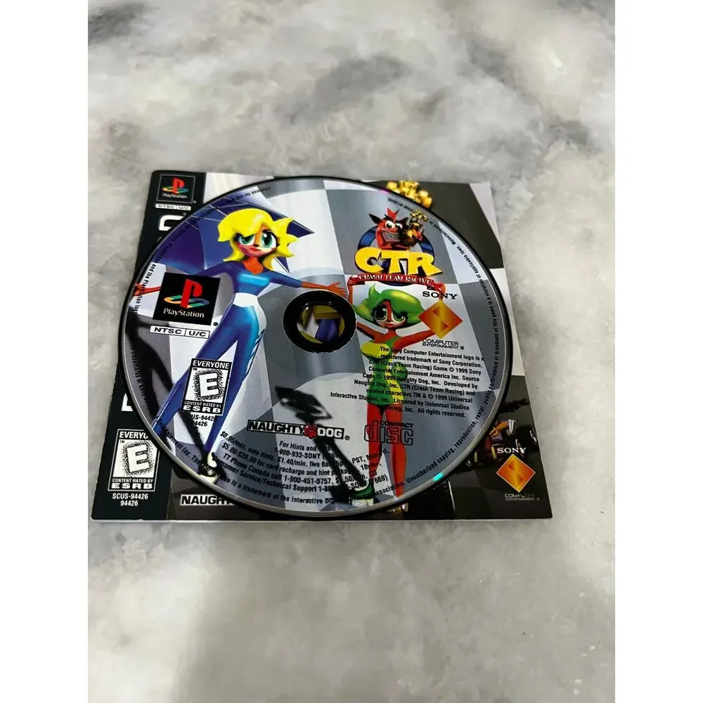 Crash Team Racing CTR PS1 Black Label Disc & Manual Sony PlayStation NTSC-U/C
